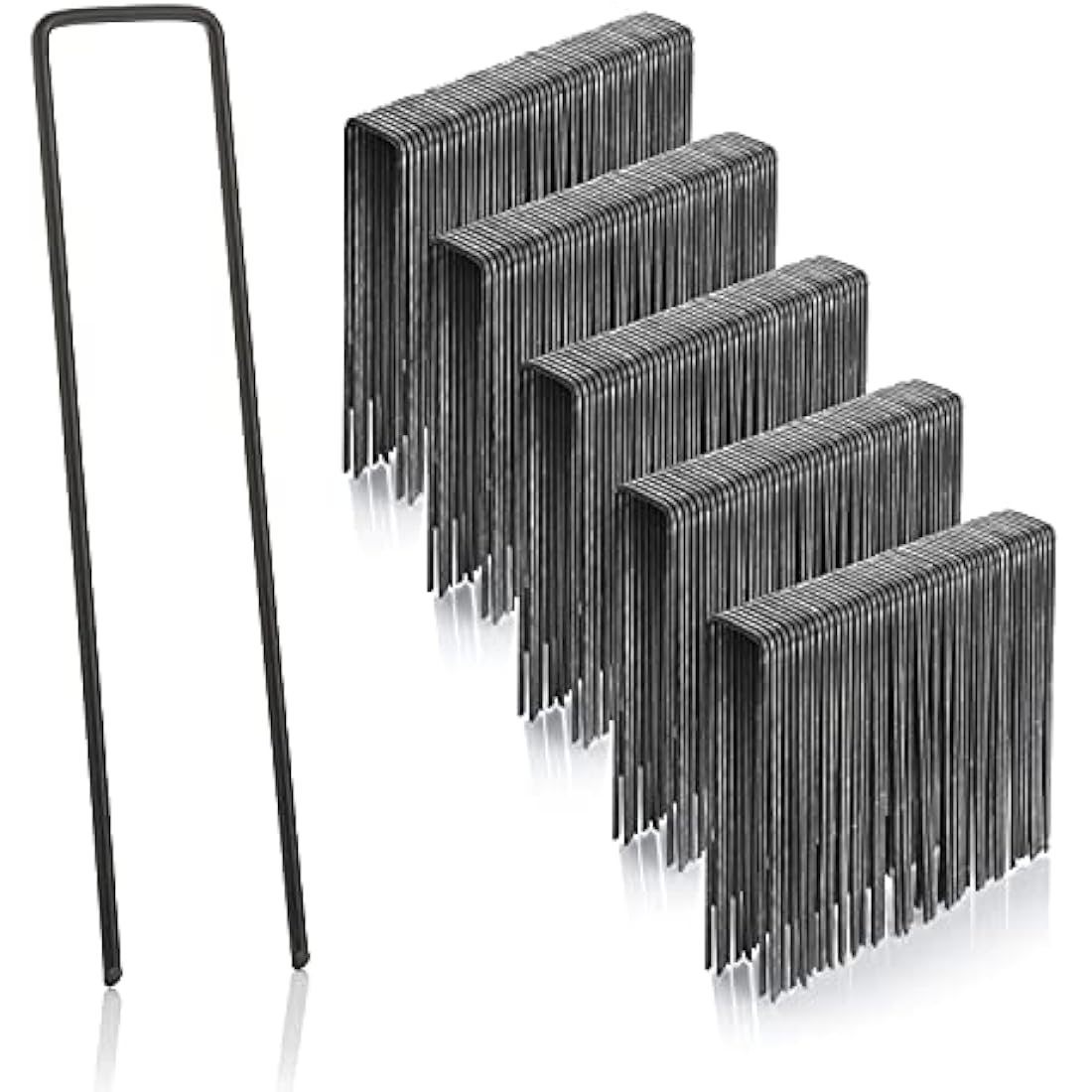 GardenMate Pack of 250 Multi-Purpose 150mm U-Shaped Fixing Pegs - Ideal for Securing Weeds, Landscape Fabric, Netting - Made of 2.9mm Thick Carbon Steel Wire