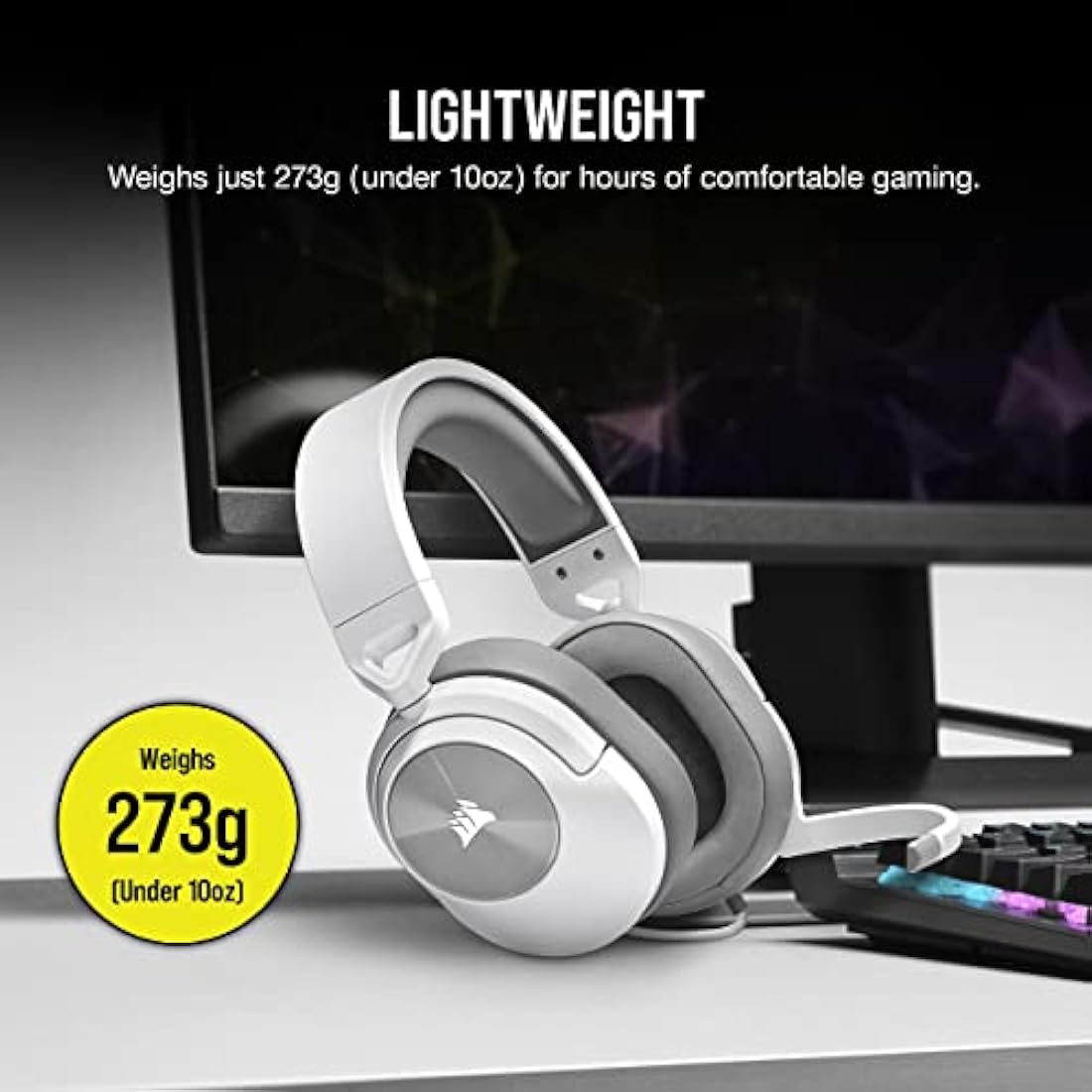 CORSAIR HS55 STEREO Lightweight Wired Gaming Headset – Omni-Directional Microphone – Neodymium Drivers – PC, Mac, Xbox, Nintendo Switch, Mobile – White