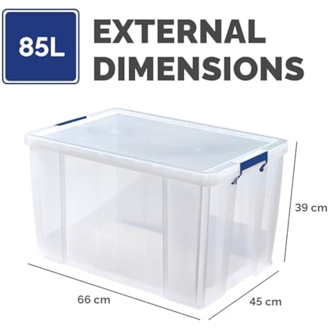 BANKERS BOX 85L Plastic Storage Boxes with Lids. ProStore Super Strong Stackable Plastic Storage Boxes (37.5 x 58 x 38.5cm), Made in the UK, Clear