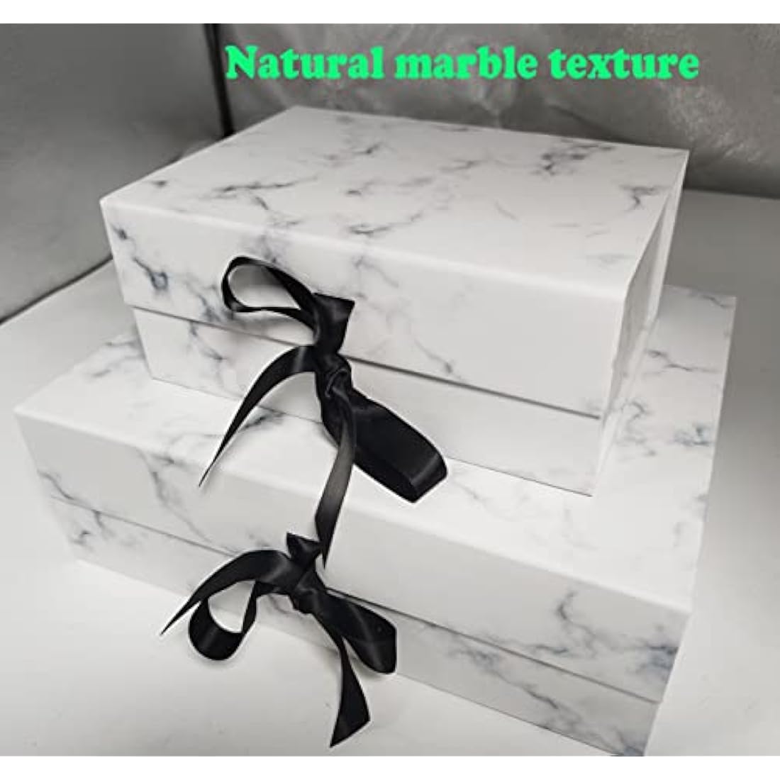 Marble Gift Box, 33x26x11cm Gift Box Large with Magnetic Lids and Silk Ribbon Specially Designed for Valentines Day, Presents Birthdays, Holidays, Anniversaries Gift Packaging