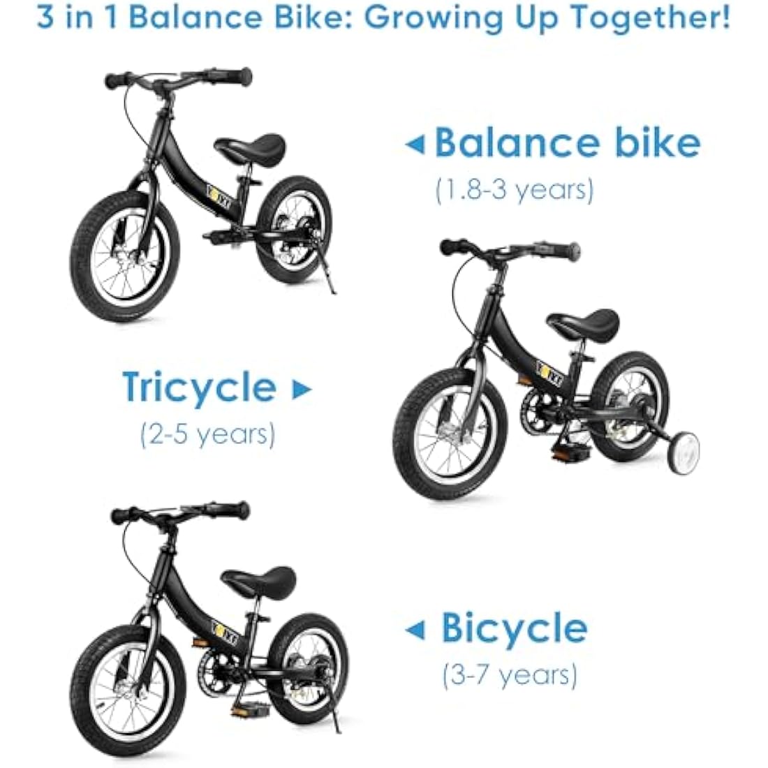 YBIKE Balance Bike 2 in 1,The Dual Use of a kids' Balance Bikes and Kids Bike, for 2 3 4 5 6 7 Years Old -12 14 16 Inches with Training Theory, Brake, Pedal