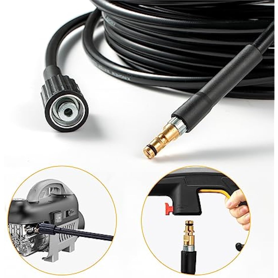 YUET 15M 50Ft High Pressure Washer Replacement Hose for Karcher K Series Domestic Washers K2, K3, K4, K5, K7,Click Bayonet to M22-14mm Thread for Kärcher with Screw Thread Outlet Only