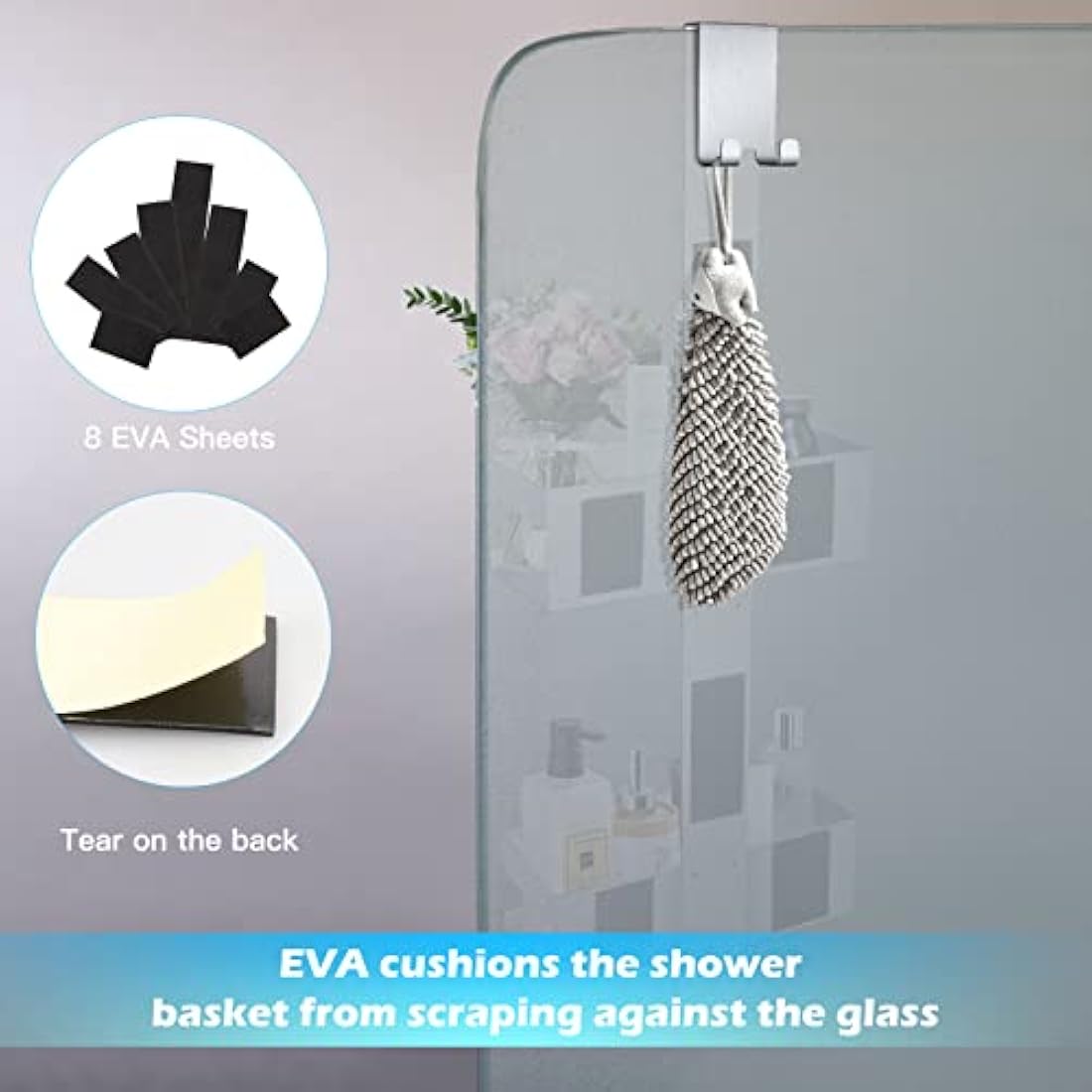 UUlioyer Hanging Shower Caddy, SUS304 Stainless Steel Over Door Shower Shelf, Bathroom Storage No Drilling (Style A - Silver)