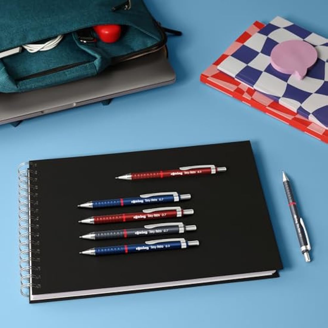 rOtring Tikky Retro Mechanical Pencils | 2B 0.7 mm | Grey Barrels | with Comfort Rippled Grip | 12 Count