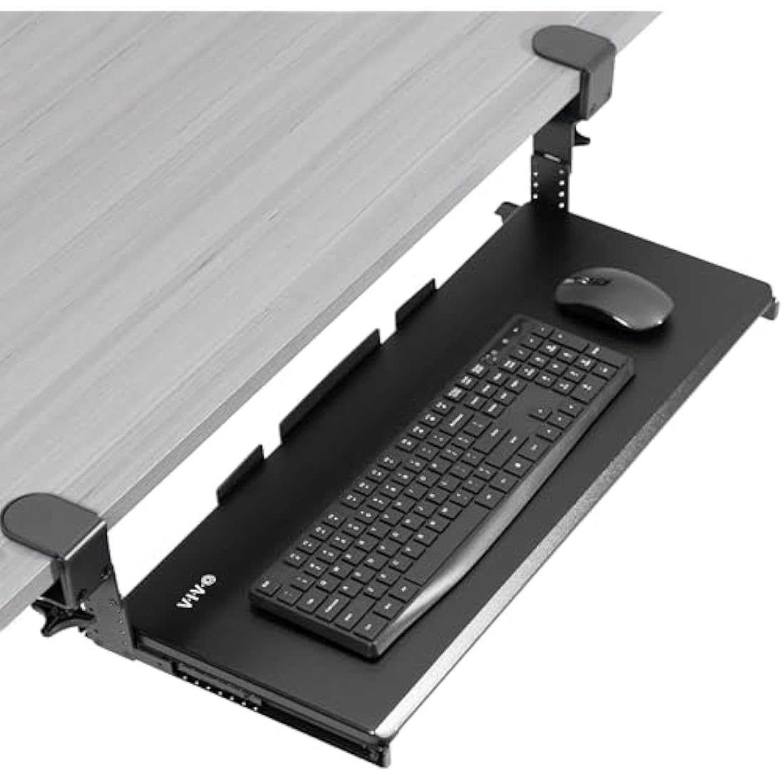 VIVO Large Height Adjustable Under Desk Keyboard Tray, C-clamp Mount System, 27 (33 Including Clamps) x 11 inch Slide-Out Platform Computer Drawer for Typing, Black, MOUNT-KB05HB