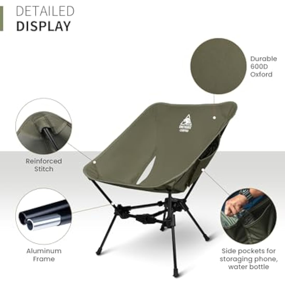 OneTigris Tigerblade Camping Chair, Lightweight Folding Backpacking Hiking, Compact Portable 330 lbs Capacity