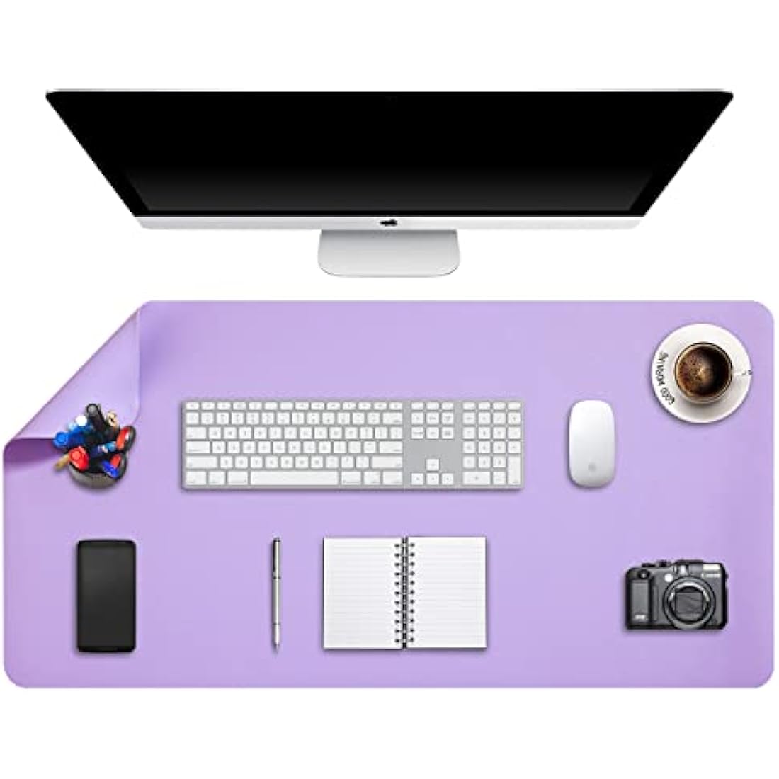 Desk Pad Large, Desk Mat, Extended Mouse Mat, Mouse Pad L, Desk Blotter, DOBAOJIA Laptop Pad Writing Pad for Office/Home, Dual-Side Use PU Leather Waterproof 35.4" X 16.9"(Purple/Purple)