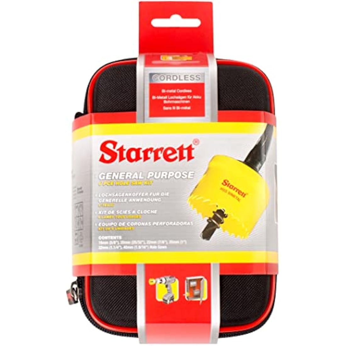 Starrett Bi-Metal Hole Saw Kit - 6 Piece KCS06001 Cordless Smooth Cutting Hole Cutter with Arbor Set - Compatible With Bosch Dewalt Hitachi Festool Milwaukee