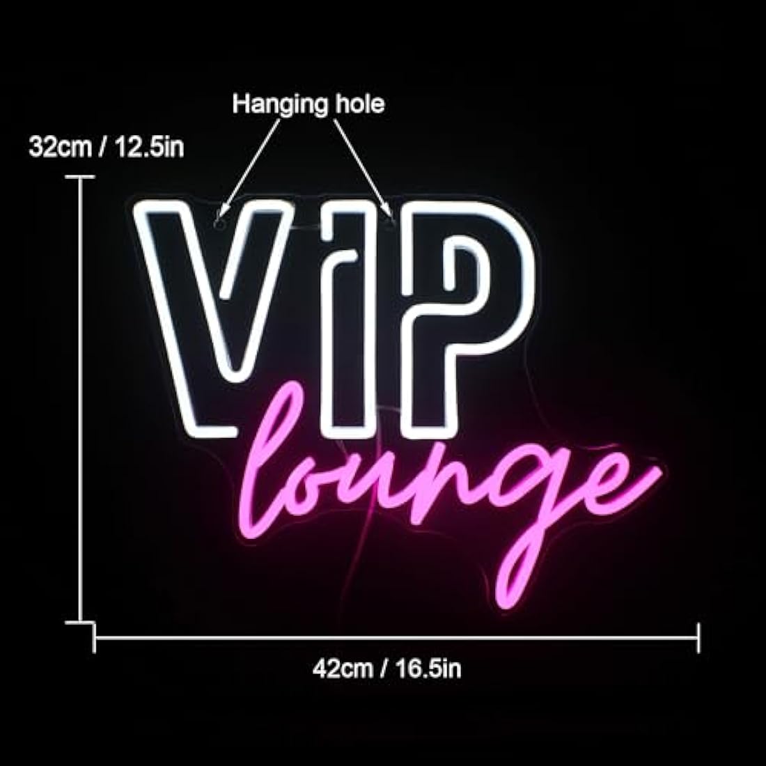 VIP Lounge Neon Signs for Wall Decor VIP LED Neon Light for Room Decor Pink White Led Light up Sign with USB Powered for Office Hotel Pub Cafe Game Room Home Decor