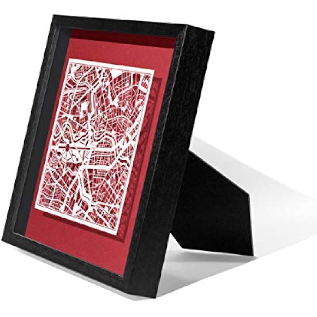 O3 DESIGN STUDIO Berlin Marco de Papel para mapas, White map, Black frame, 9x9 inches, Gift Boxed, 4 background color, self-changing, Paper Art