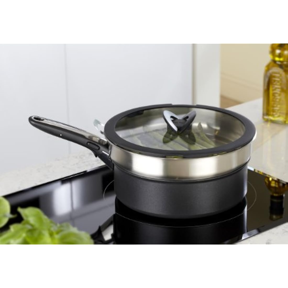 Tefal Ingenio Stainless Steel Steamer With Glass Lid