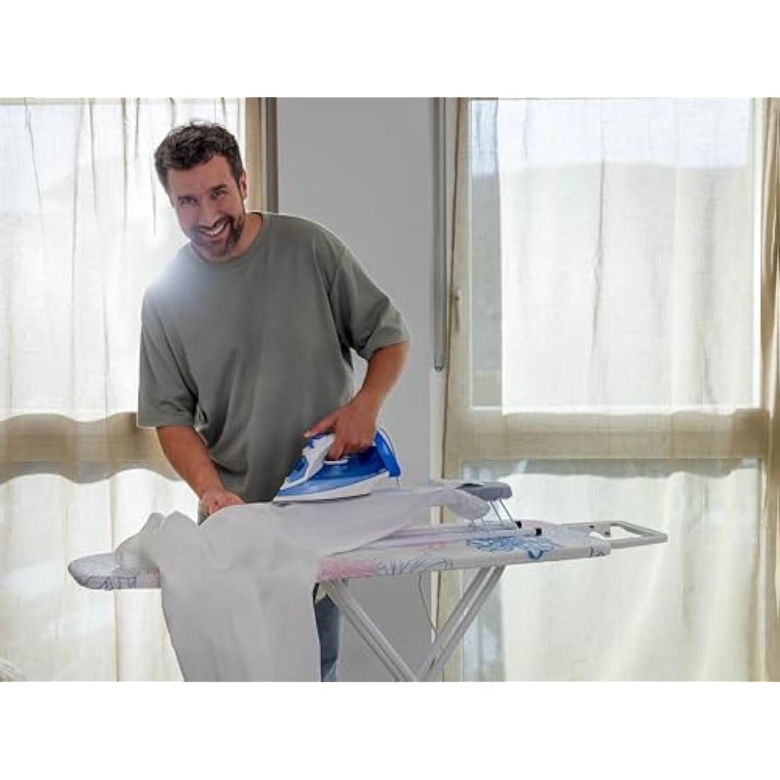 Leifheit 57 cm Extra Long, w 10.5 x h 8.5 cm, Folds Flat, White, Extra Long Sleeve Board, for Perfect Sleeve Ironing