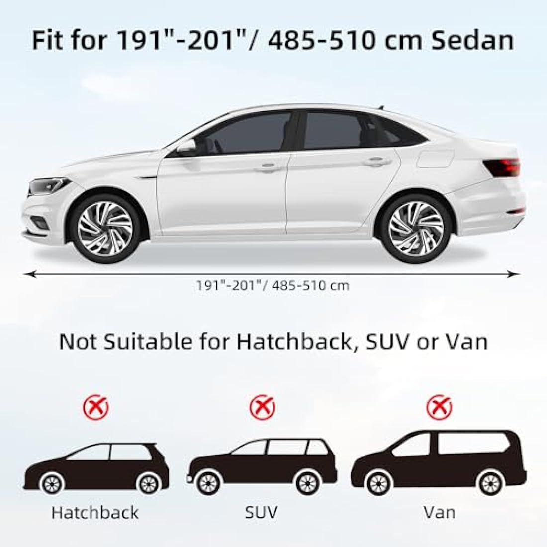 Car Cover, Ohuhu Universal Full Car Covers Outdoor Indoor, All Weather Protection Auto Cover Windproof Snowproof Dustproof Scratch Resistant UV Protection, Fit Sedan (191"-201"/ 485-510cm)