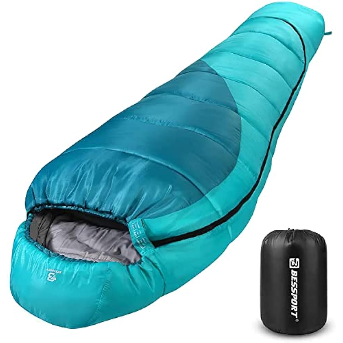 Bessport Sleeping Bag, 4 Seasons 0°C Sleeping Bag, Small Pack Size & Ultralight Outdoor Sleeping Bag, Mummy Sleeping Bag for Camping, Travel, Outdoor and Tent