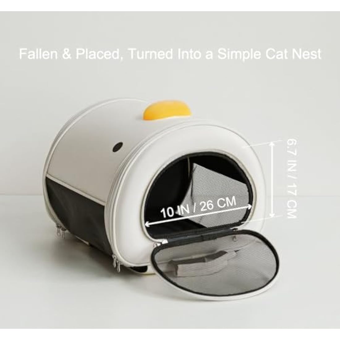PURROOM Cat Carrier Backpack, Pet Backpacks for Carrying Small Dogs, Cute Design. Upper Cover & Side Ventilation Soft Mesh & Safety Straps. Used for Travel, Hiking, Car, Go to Vet, Outdoor.