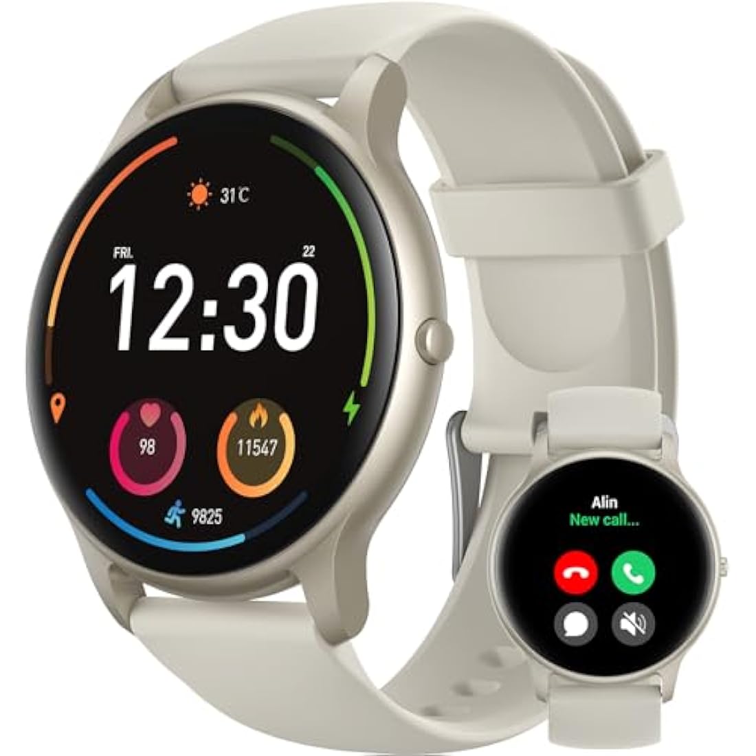 Parsonver Smart Watch(Answer/Make Calls), Fitness Watch for Men Women, 100+ Sport Modes IP68 Waterproof, Activity trackers for Android iOS Phone, Starry Silver SPROD1