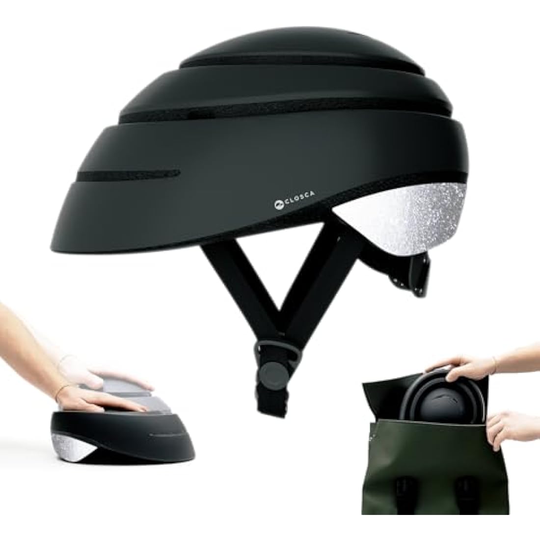 CLOSCA. Foldable helmet. The bike helmet for women and men. Certificate for bicycle, scooter, electric bicycle, inline skates and skateboards.