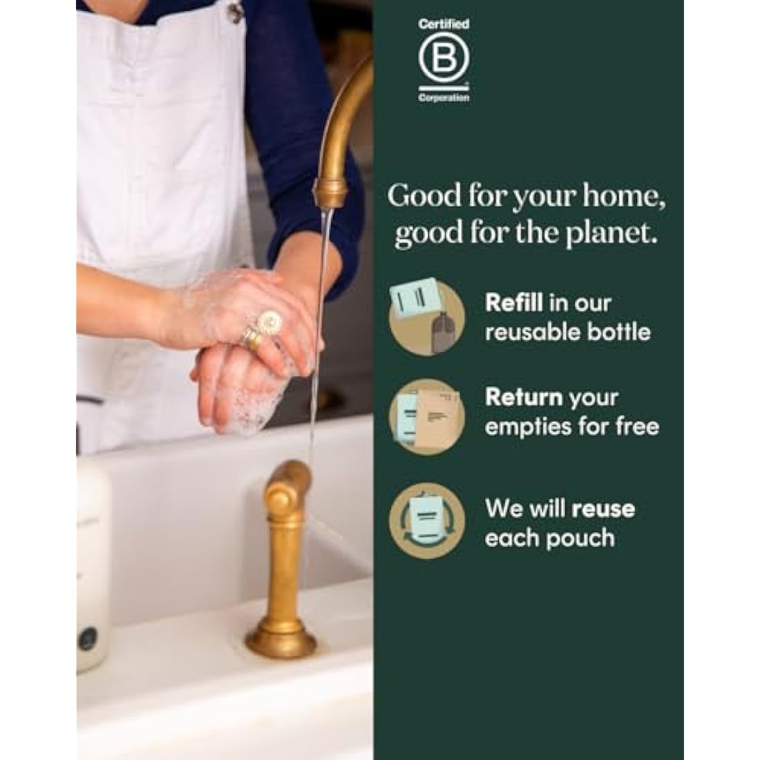 Bower Collective Natural Antibacterial Liquid Hand Soap Refill, Geranium & Grapefruit Handwash Refill, Eco-Friendly Soap, 1 Litre, 300+ Washes