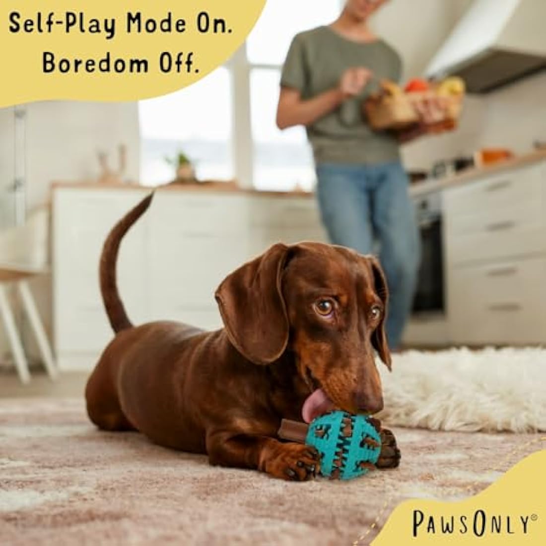 PawsOnly | Interactive Dog Treat Toy for Boredom & Enrichment | Mental Stimulation & Anxiety Relief | Puzzle Feeder | Puppy Brain Training & Entertainment | Keep Them Busy (Small, BLUE)