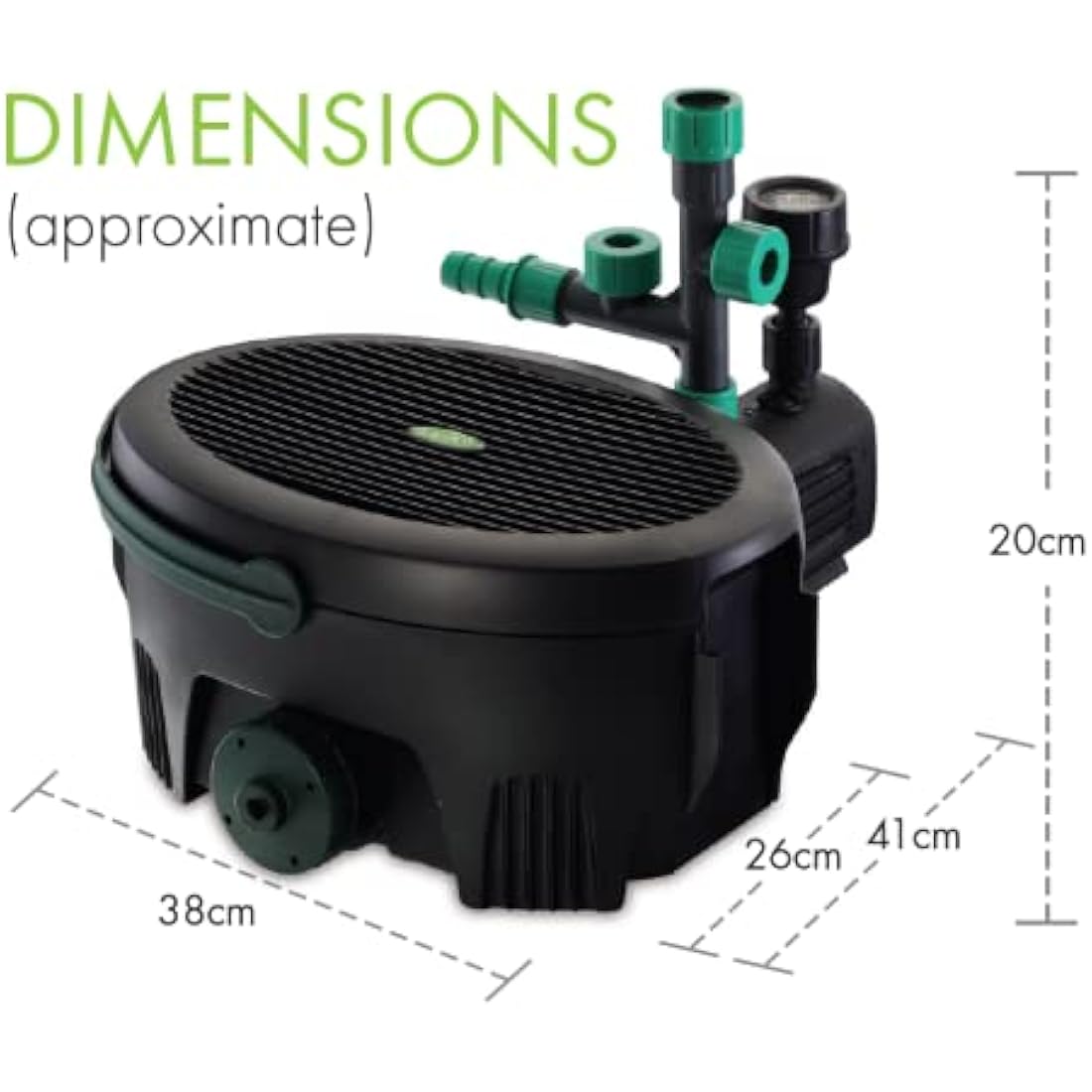 Blagdon Inpond 5-in-1 6000 Easy Care Clean Pond Solution, 26.5w Pond Pump & Filter with UV Clarifier for Algae Control and Clear Water, LED Light, 3 Fountain Heads, for Ponds Up to 6,000L, Black