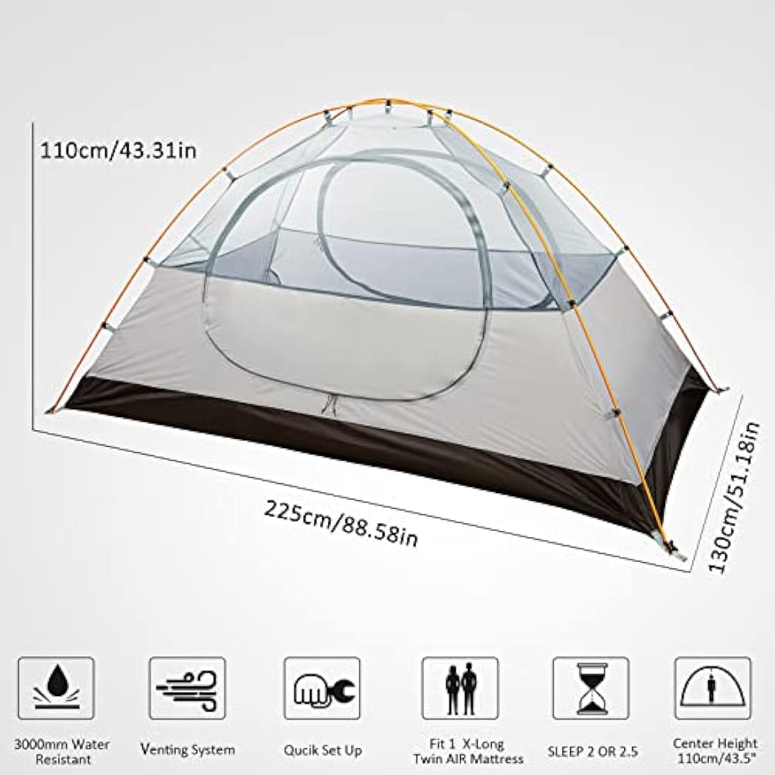 Bessport Tent 1 & 2 & 3 Person Ultralight Camping Tents, 3-4 Season Waterproof & Windproof Dome Tent, Small Pack Size, Suitable for Adults, Hiking, Camping, Outdoor