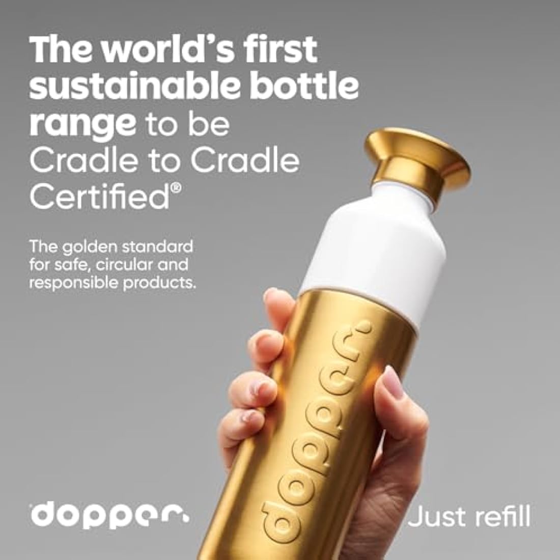 dopper Steel 1.1L Water Bottle - Stainless Steel Bottle - BPA Free Reusable 18/8 Stainless Steel Metal Sports Bottle for Sports and Office Use