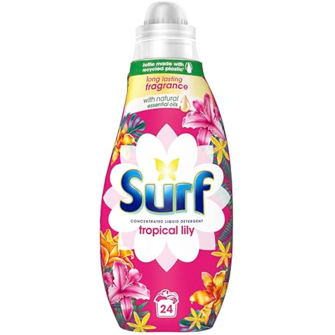 Surf Tropical Lily Concentrated Liquid Laundry Detergent infused with natural essential oils for fresh and clean washing 8x 24 washes (192 washes)