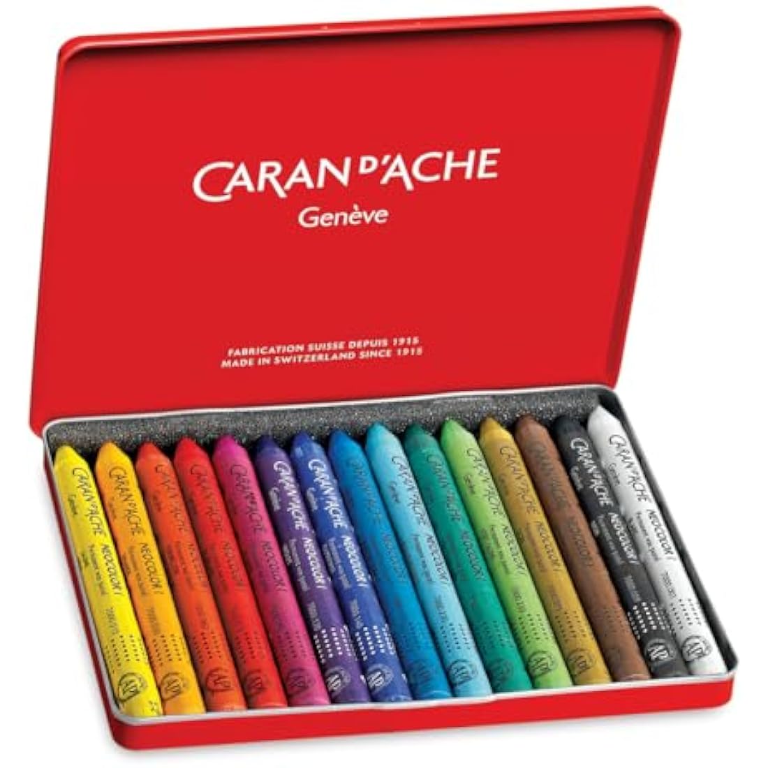 Caran Dache Metal tin with 15 Assorted Colours
