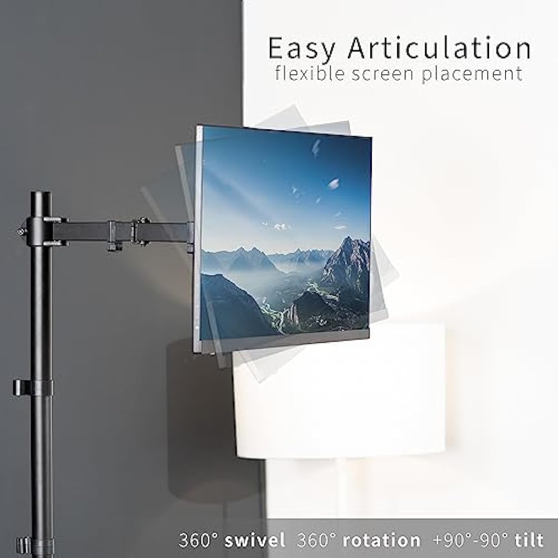VIVO Extra Tall Single Monitor Desk Mount Stand 39 inch Pole. Features Full Adjustability - Tilt and Articulation, Holds 13 to 32 inch Screens up to 22 lbs with VESA Mounting, Black, STAND-V011