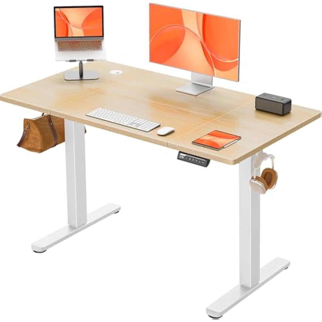 ErGear Electric Standing Desk Height Adjustable 120 x 60cm, Sit Stand Desk with 4 Memory Smart Pannel, Home Office Desk with Splice Board