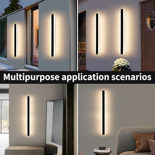 Mikeru 100cm LED Long Outdoor Wall Light, 2pack 3 Colour Light 3000k/4500k/6000k Garden Wall Light, IP65 Rainproof Acrylic Wall Sconce for Living Room, Garden, Courtyard, Villa