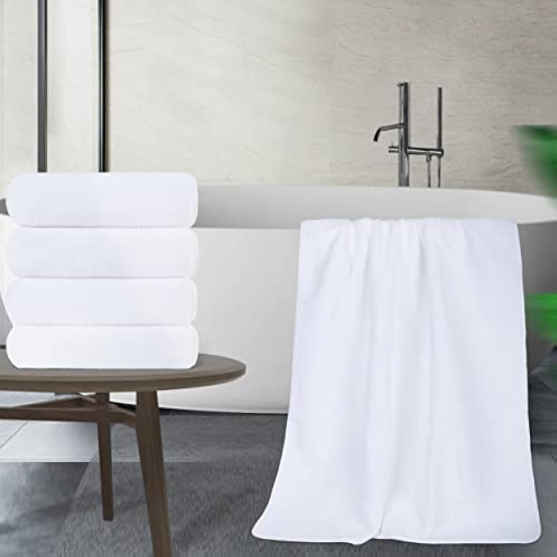 POLYTE Quick Dry Lint Free Microfibre Bath Towel, 76 x 145 cm, Pack of 4 (White)