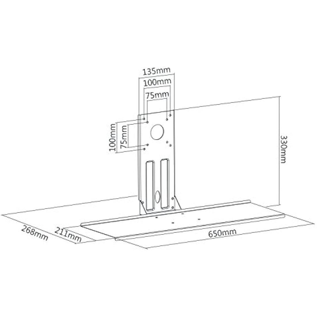 Maclean MC-756 Keyboard Support VESA 75x75 100x100 Keyboard and Mouse Support bracket for monitor brackets