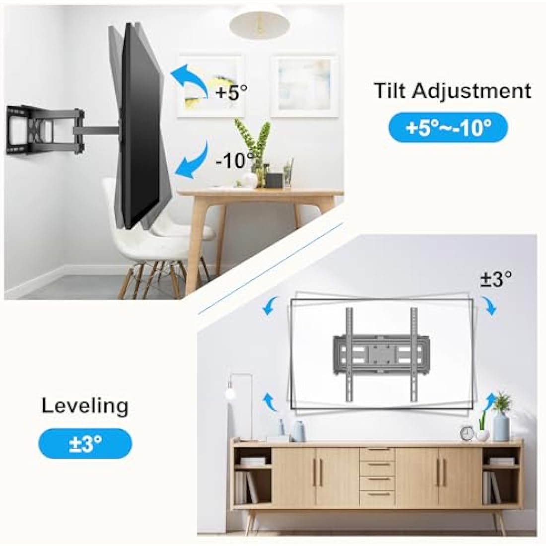 XINLEI TV Wall Bracket, Swivel Tilt TV Wall Mount for Most 26"-70" Flat/Curved Screens up to 45kg, Full Motion TV Bracket Fits 12”/16” Wood Stud, Max VESA 400x400mm(MA570)