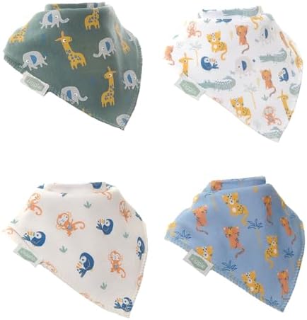 Ziggle - Bandana Dribble Bibs - Cotton Front Baby Bibs Newborn to 24 Months - Newborn Baby Gifts - Bibs For Comfortable Kids