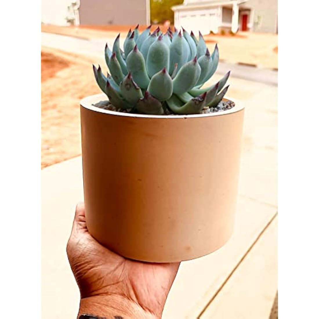 Osilifen Big Round Silicone Planter Mold, 7 Inch Large Round Concrete Molds for Cylinder Flower Pot Making, DIY Handcraft
