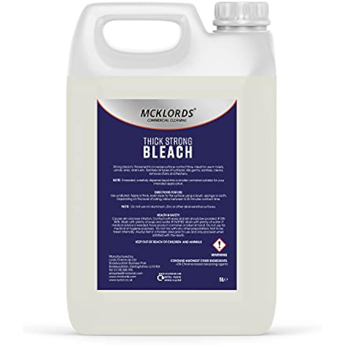 McKLords Thick Strong Bleach, 5 Litre