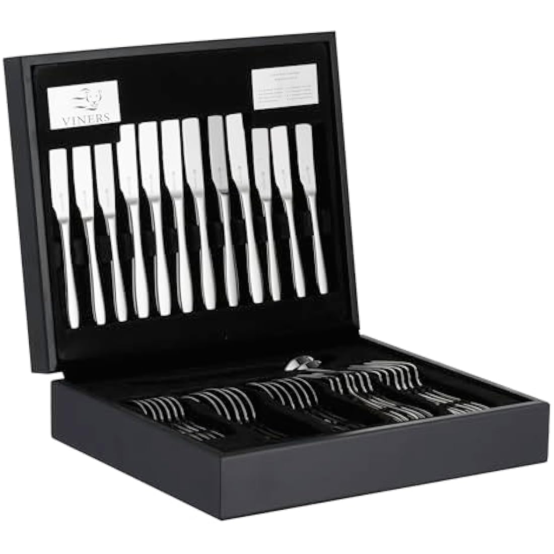 Viners Eden 44 Piece 18/10 Silver Stainless Steel Cutlery Set in Wooden Gift Box