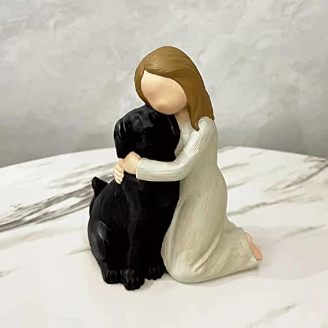 Carracci Black Dog Angel Figurines, Angel Dog Friendship Memorials, Sculpted Hand-Painted Figures for Dog Lovers