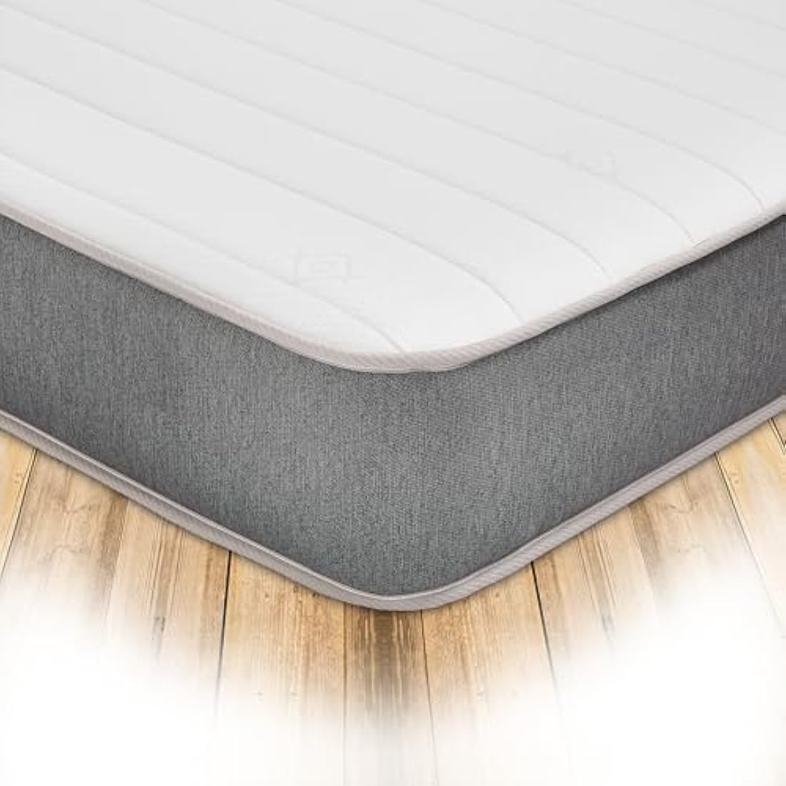 Starlight Beds Cooltouch Linear 8 Inch Hybrid Mattress. European Small Single Mattress with Memory Foam Layer & Springs. Grey/White, Soft. (80x200cm)