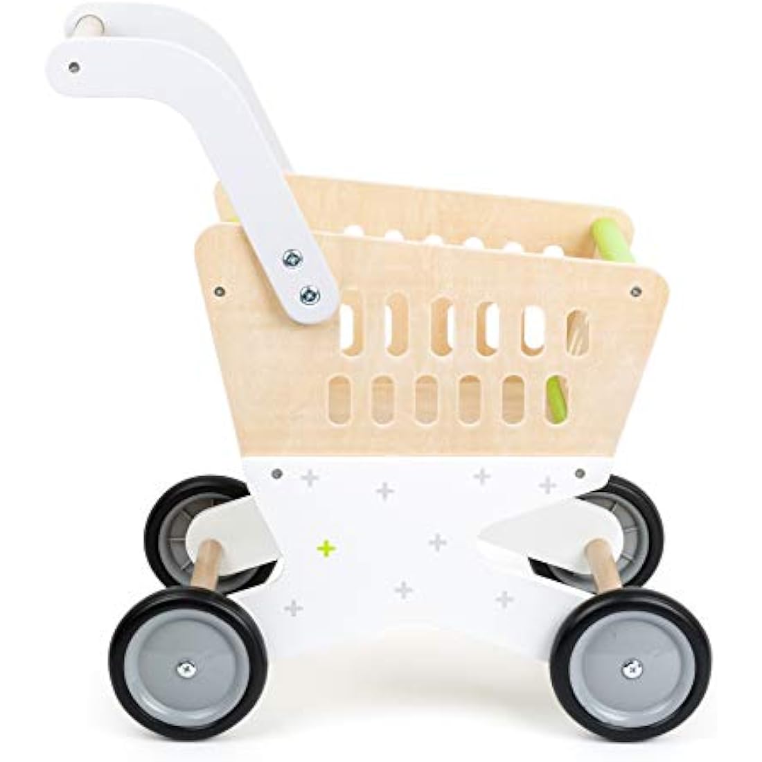 small foot 11161 Wooden shopping trolley, accessory for shop and role play, from 3 years old