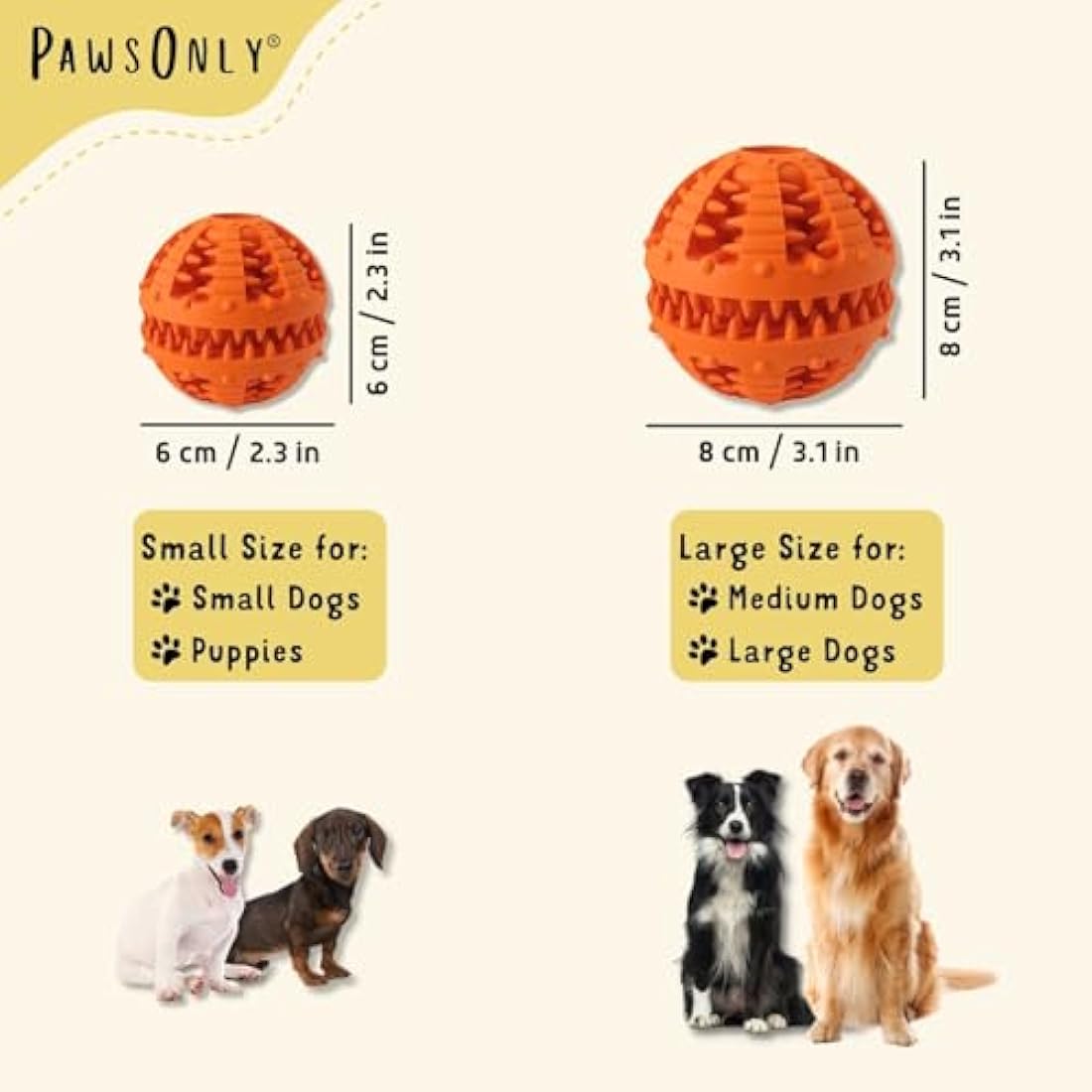 PawsOnly | Interactive Dog Treat Toy for Boredom & Enrichment | Mental Stimulation & Anxiety Relief | Puzzle Feeder | Puppy Brain Training & Entertainment | Keep Them Busy (Small, ORANGE)