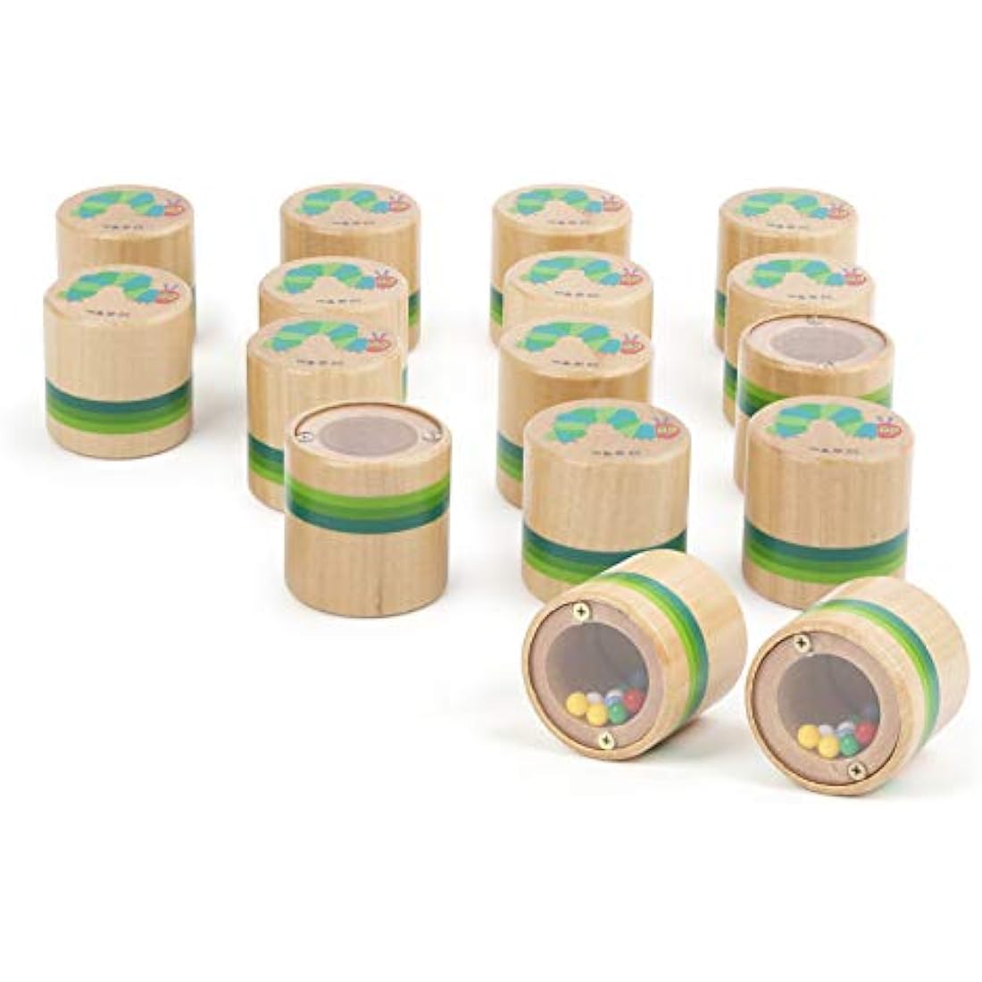 Small Foot Very Hungry Caterpillar Caterpillar 11433 Wooden Sensory Game in Wooden Tins 16 Pieces from 4 Years Very Hungry Caterpillar 11433 Multi-Coloured 4 cm