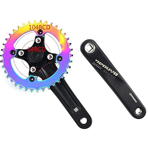 splumzerUK STOCK Road Bike Crank, Mountain Bike 170mm Square Crankset with 104 BCD 32/34/36/38T Chainring, Aluminum Alloy MTB Crank Narrow Wide CNC