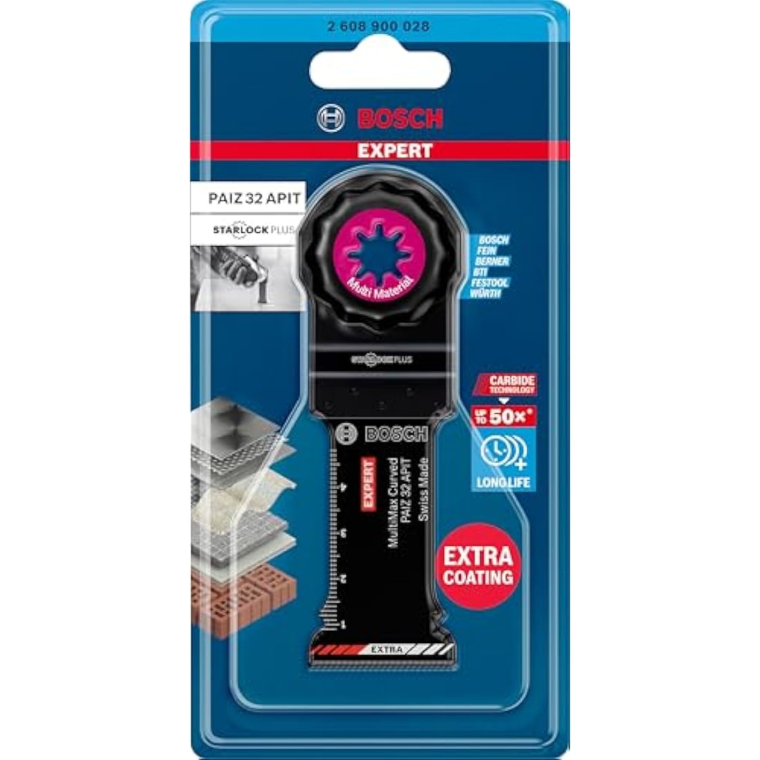 Bosch 1x EXPERT MultiMax PAIZ 32 APIT Plunge Cut Blades (for Stainless steel sheets, Fibre plastics GFK, CFK, Width 32 mm, Professional Accessory Multitool)