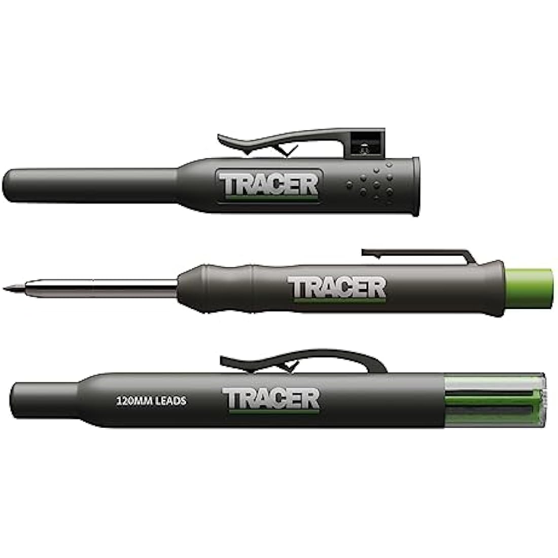 Tracer Deep Hole Construction Pencil with 6 x Replacement Lead Pack and accompanying Site Holsters all-in-one Marking Kit. Carpenter Pencil Set