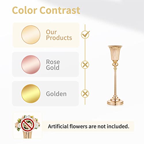 NUPTIO Gold Vase Centrepieces Tall: 2 Pcs 54.6cm Wedding Table Centerpieces Trumpet Vases Metal Flower Stand for Party Anniversary Ceremony Birthday
