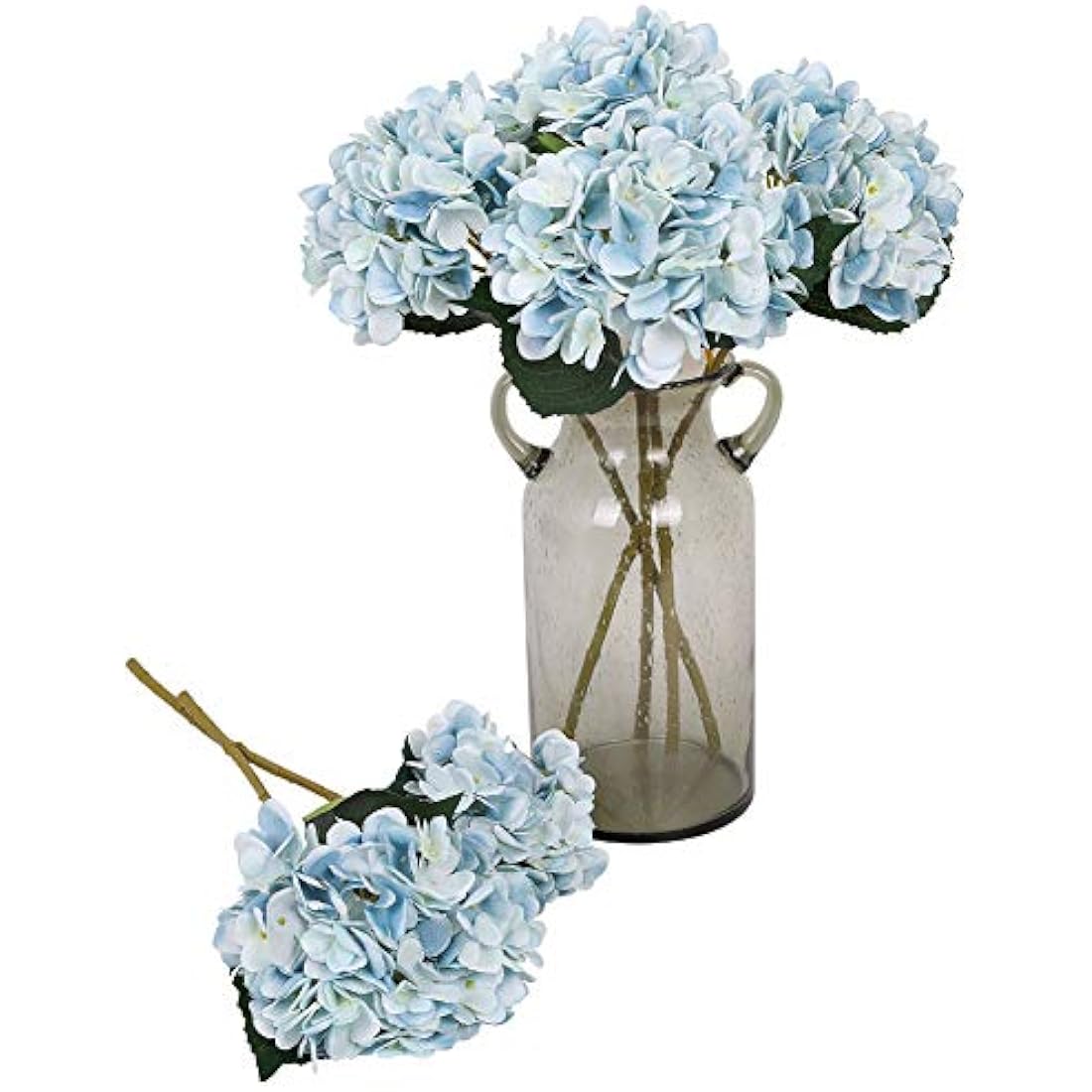 Kisflower 6Pcs Silk Hydrangea Artificial Flowers Realistic Hydrangea Flowers Bouquet for Wedding Party Office Home Decor (Blue)