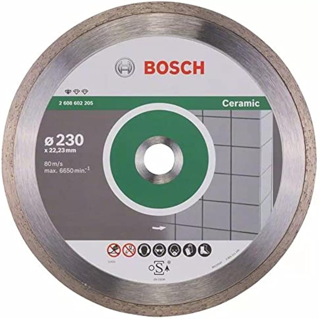 Bosch Professional 1x Standard for Ceramic Diamond Cutting Disc (for Ceramics, Tile, 230x22.23x1.9x7 mm, Accessory for Angle Grinder)