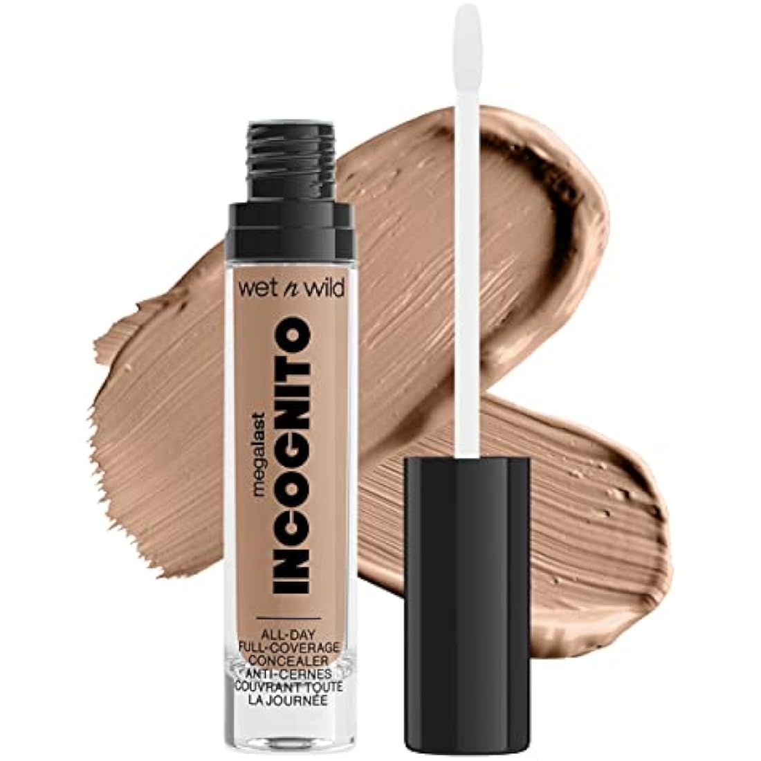 wet n wild, Megalast Incognito Full-Coverage Concealer, Seamless and Richly Pigmented, Buidable Medium-to-Full Coverage, Matte Finish, Nourishing and Hydrating Formula, with Shea Butter, Light Honey